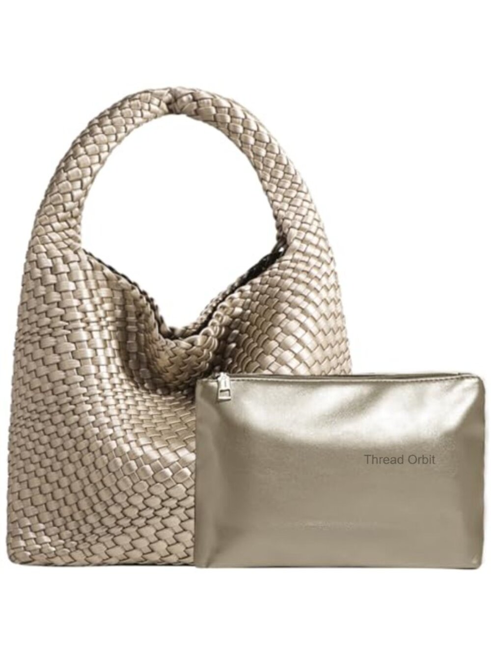 Vegan Leather Woven Tote Bag Hobo Shoulder Handbag Purse